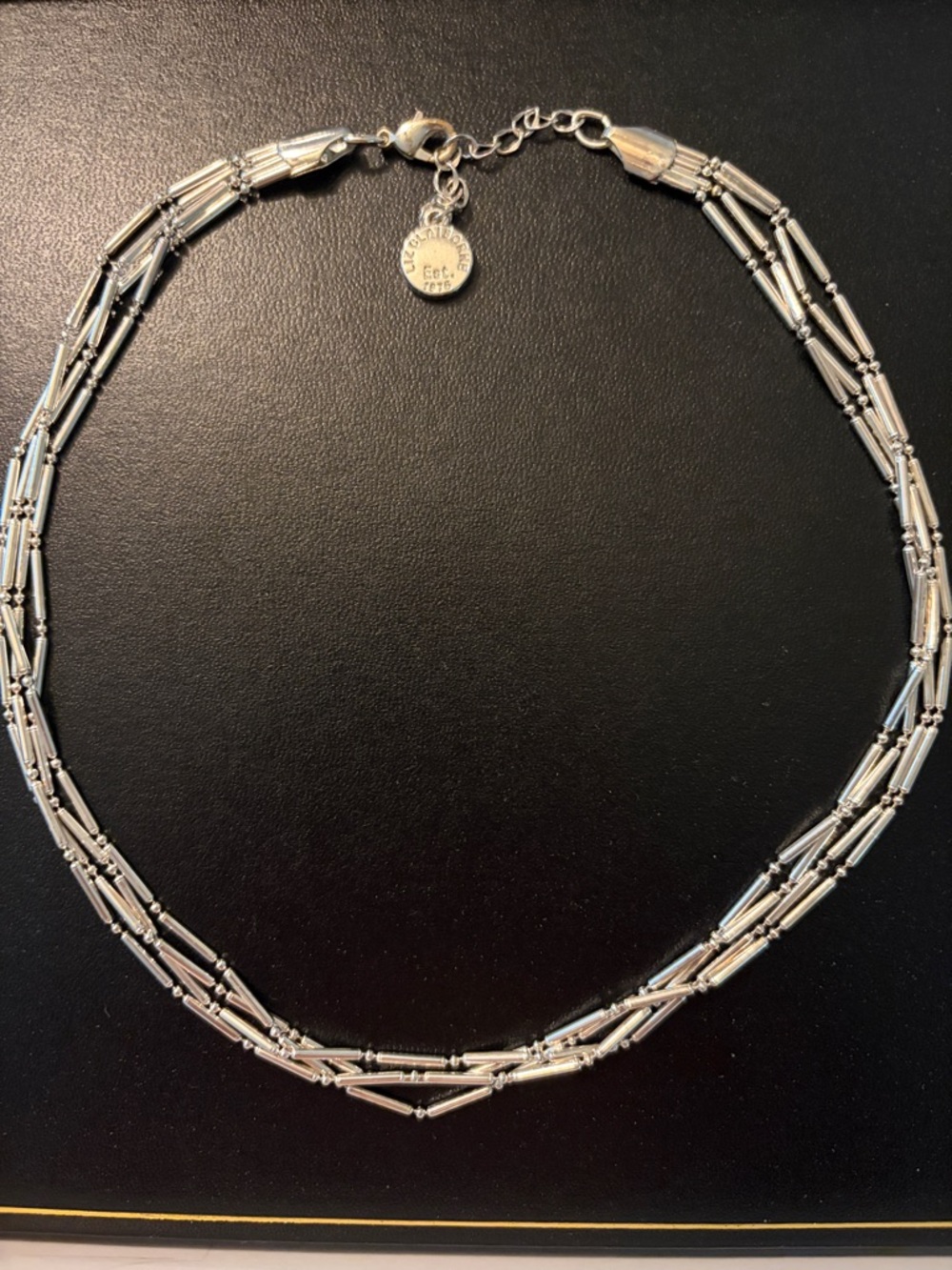 Liz Claiborne Multi-Strand Shiny Silver Tube Necklace NWOT